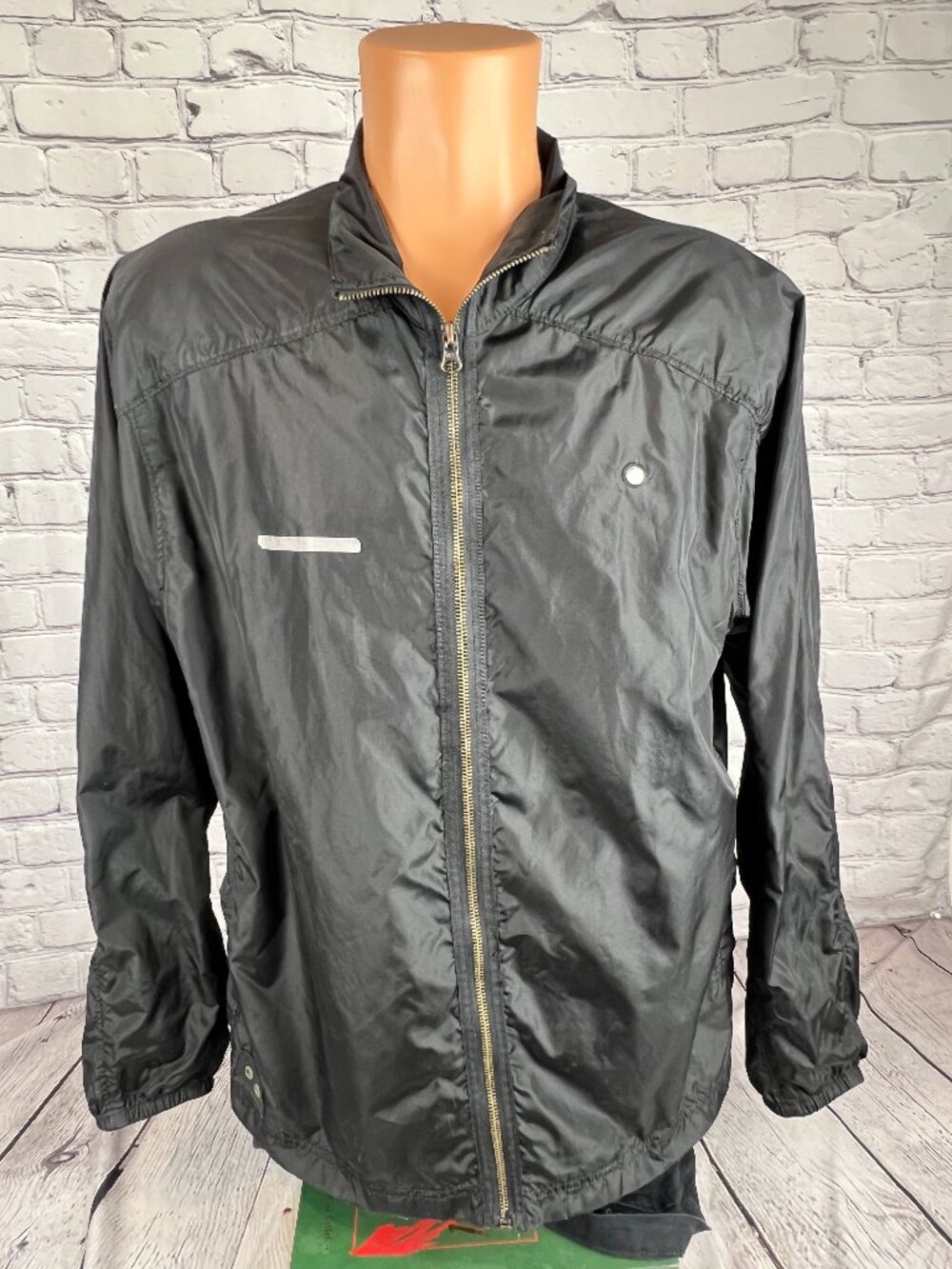 Vintage Converse One Star Black Windbreaker Jacket Mens Sz M Reflector Logo